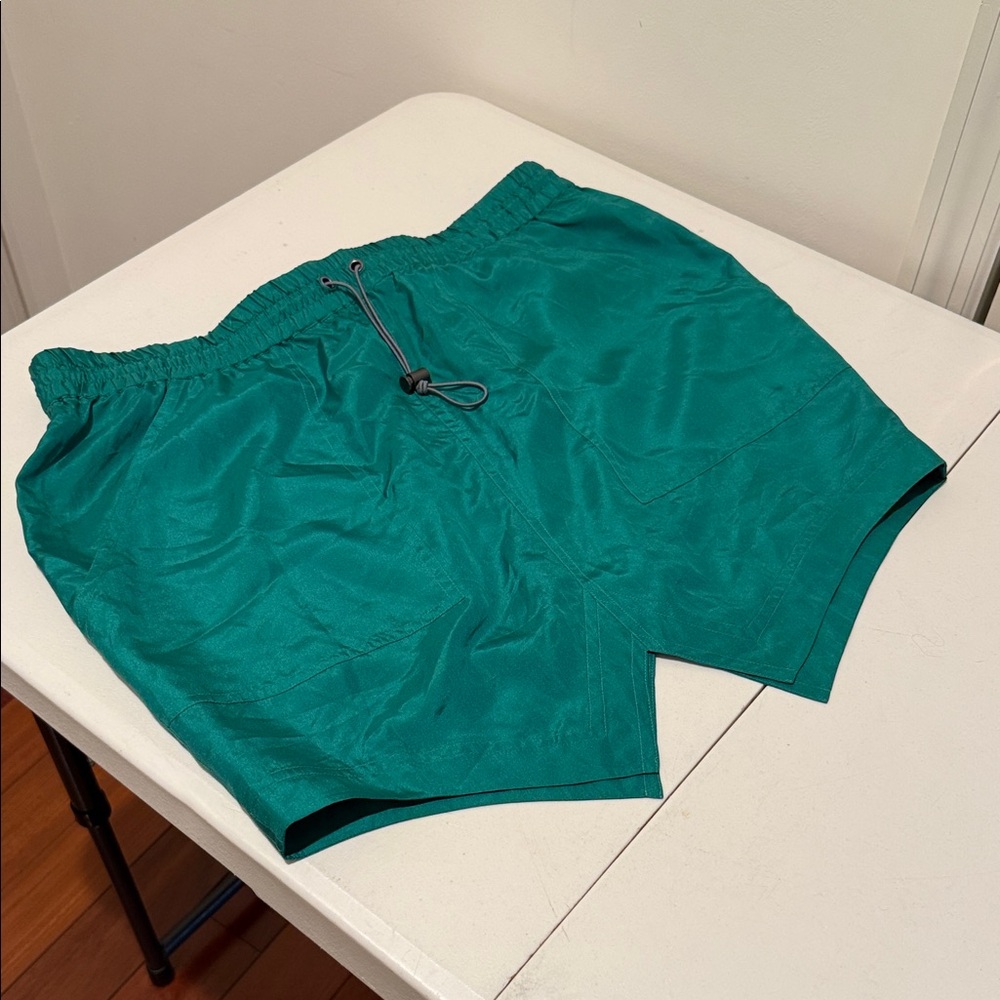 NWT MINI SKIRT Autumn Fall Party Jungle Green 100% Silk drawstring Vacation Med